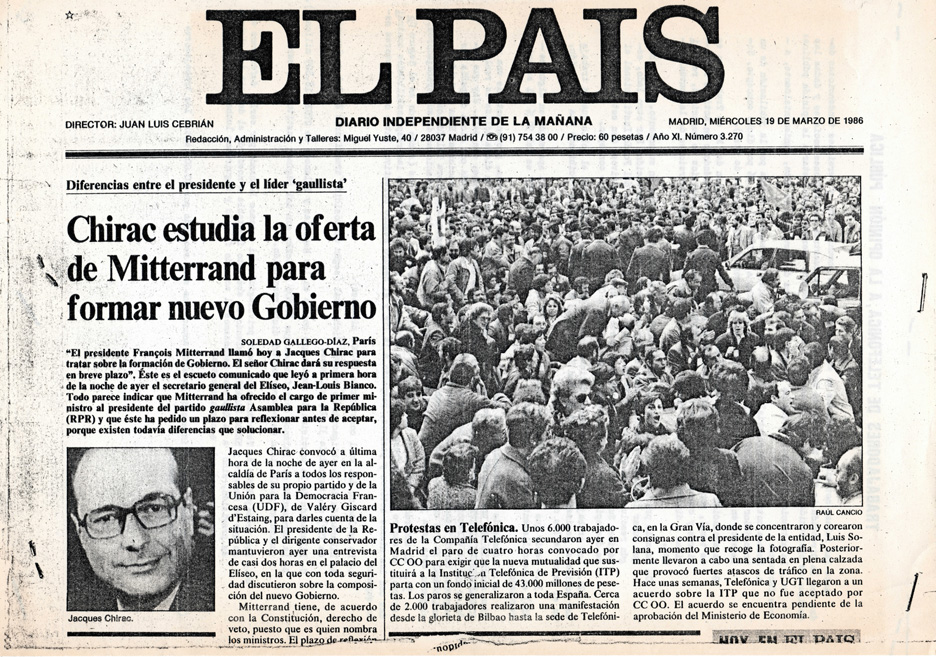 19 03 1986 El Pais Protesta en Telefonica   